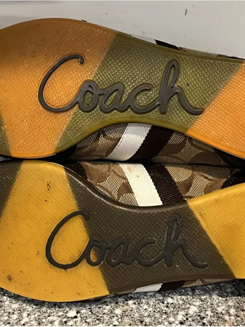 Coach Women’s Brown Signature Canvas Sneakers with White Stripe